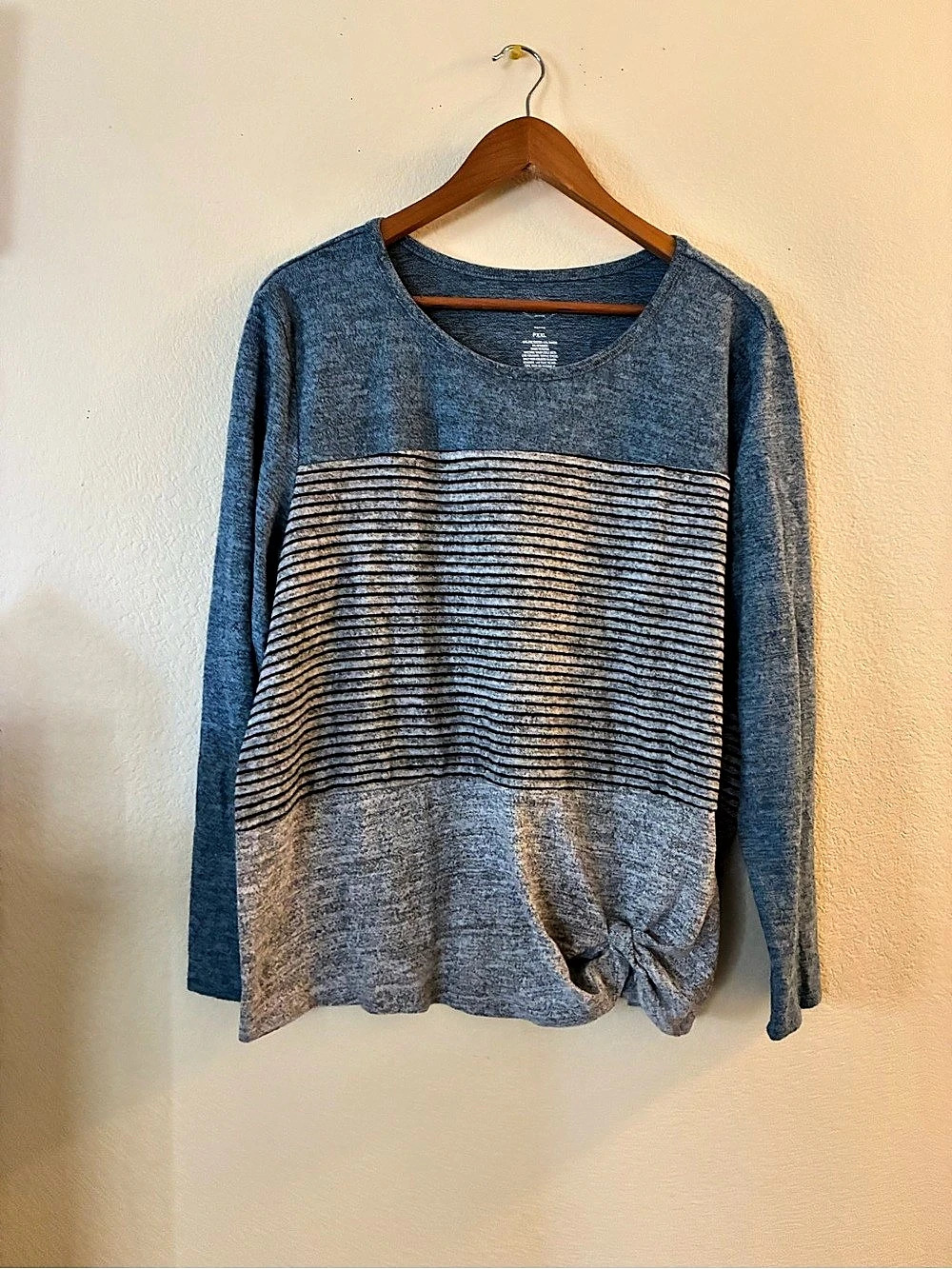 jcp Active Petite long-sleeve tunic Striped Tunic Blue 2XL NWT